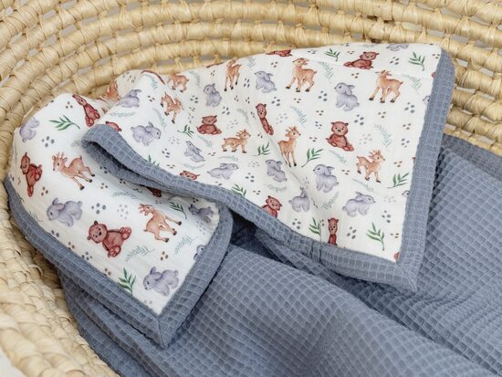 Biezā 100% Kokvilnas - zilie zvēriņi